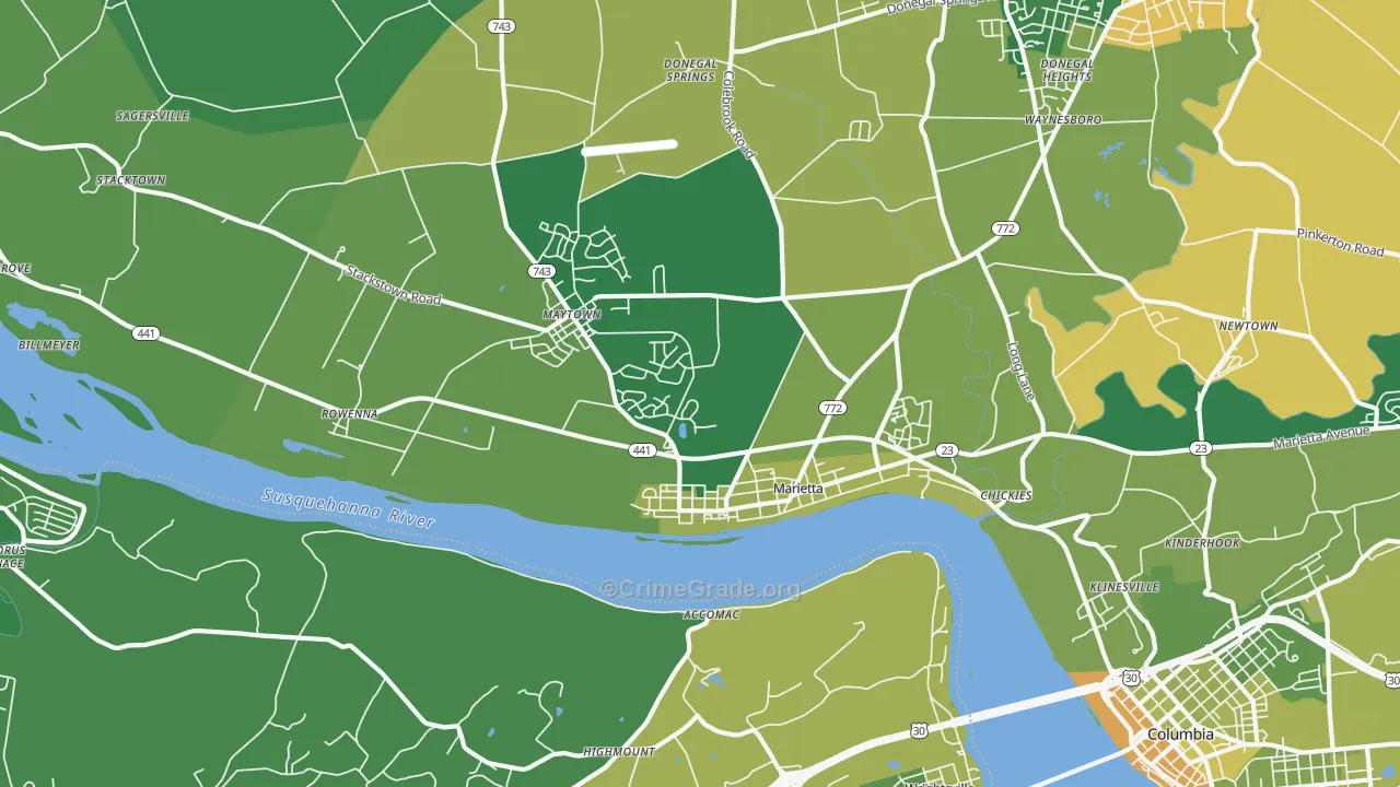 Marietta, PA Map of Murder Rates