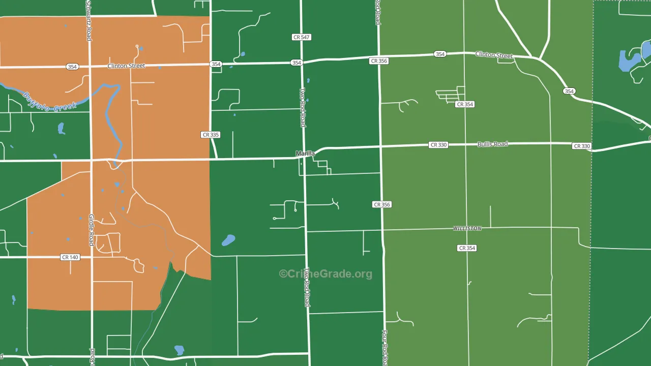 Marilla, NY Map of Murder Rates