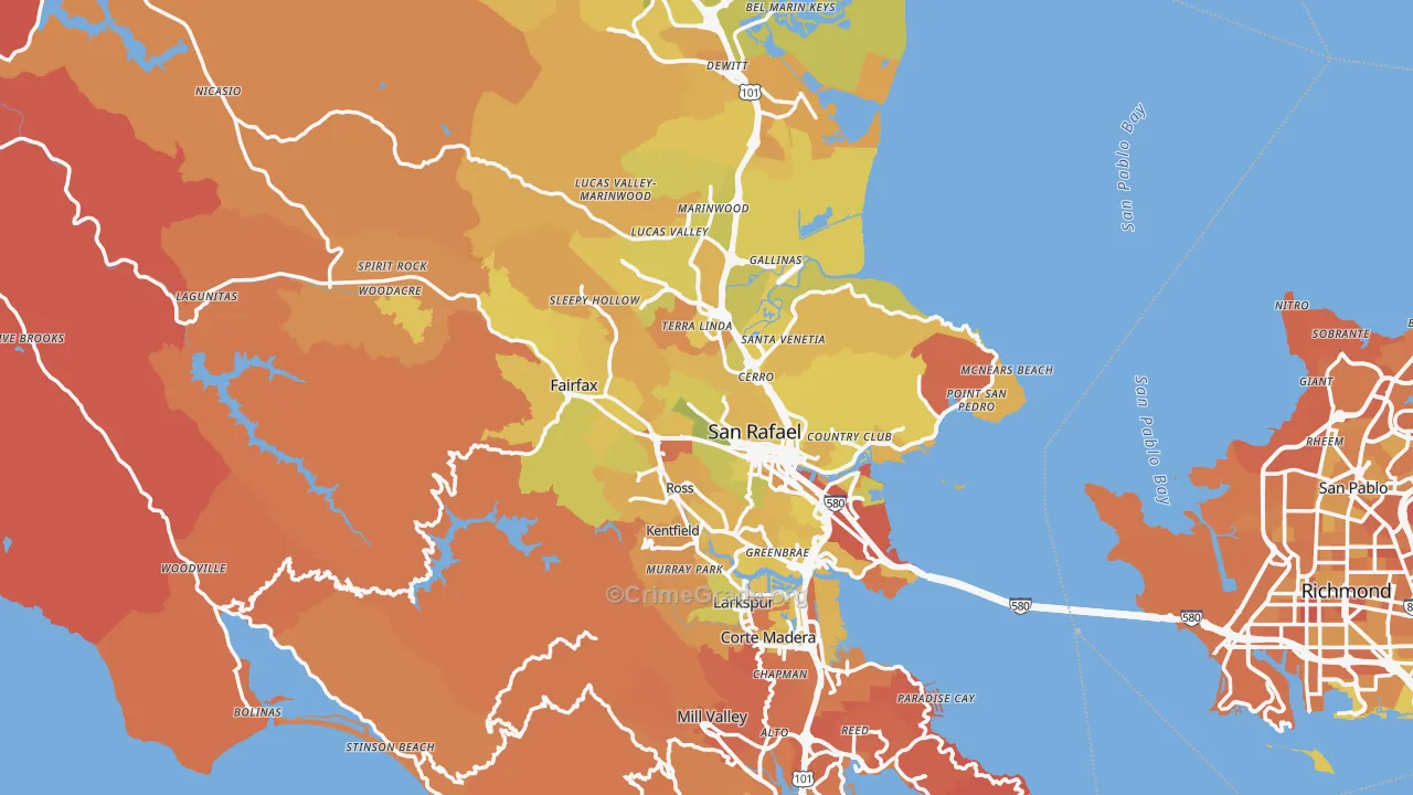 Marin County, CA Map of Murder Rates
