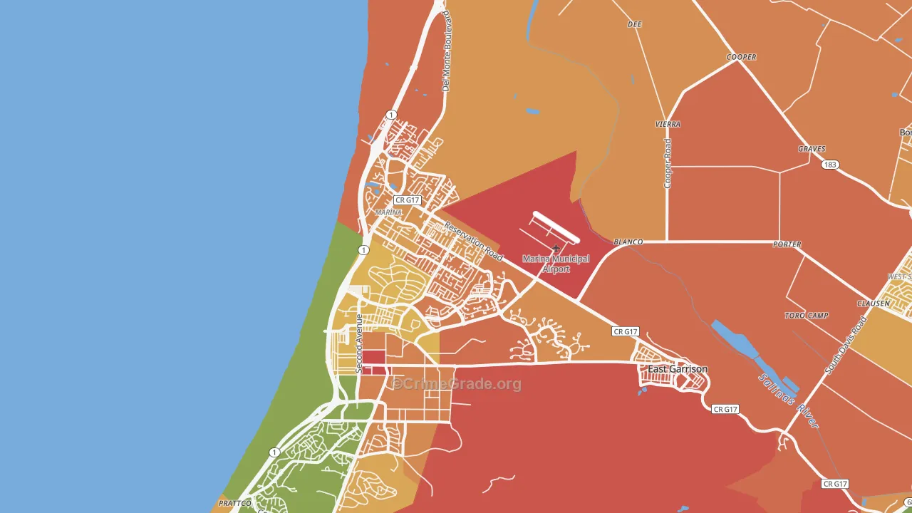 Marina, CA Map of Murder Rates