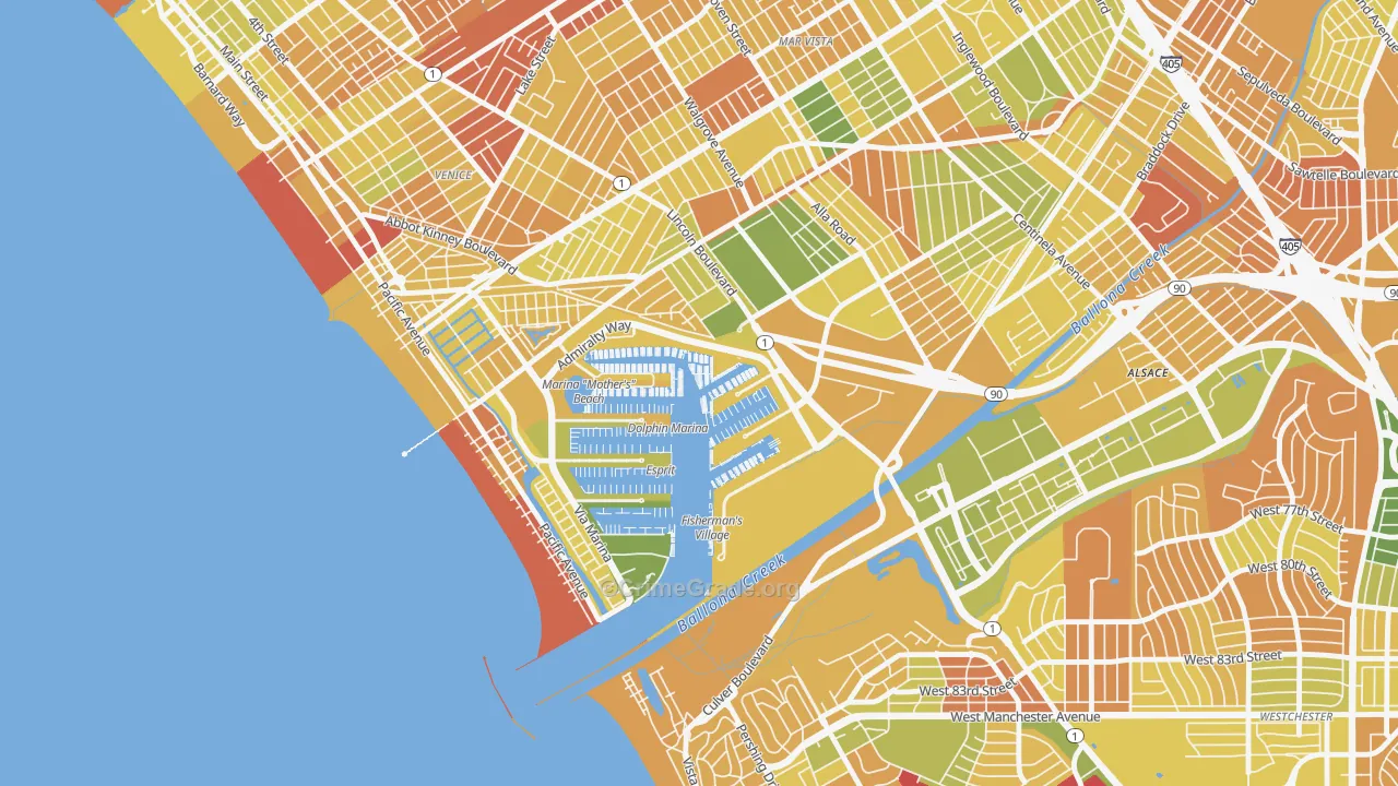 Marina Del Rey, CA Map of Murder Rates