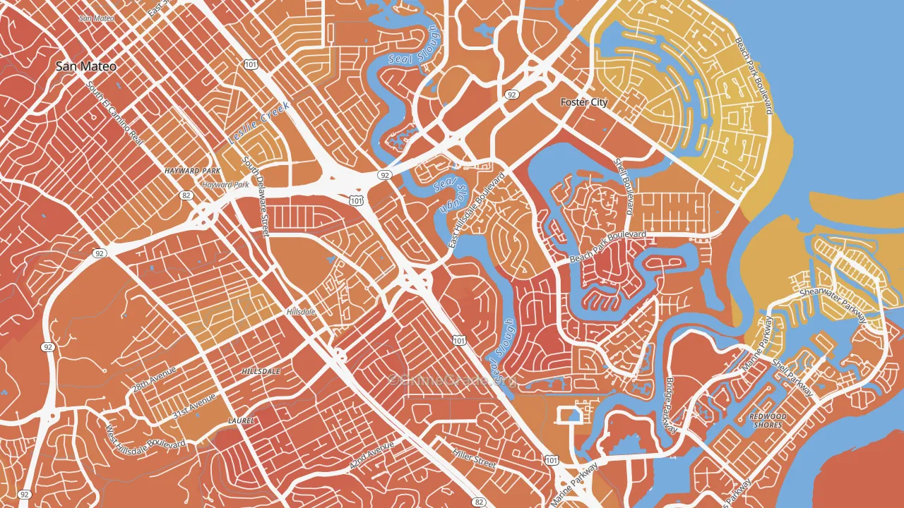 Marina Lagoon, San Mateo, CA Map of Murder Rates