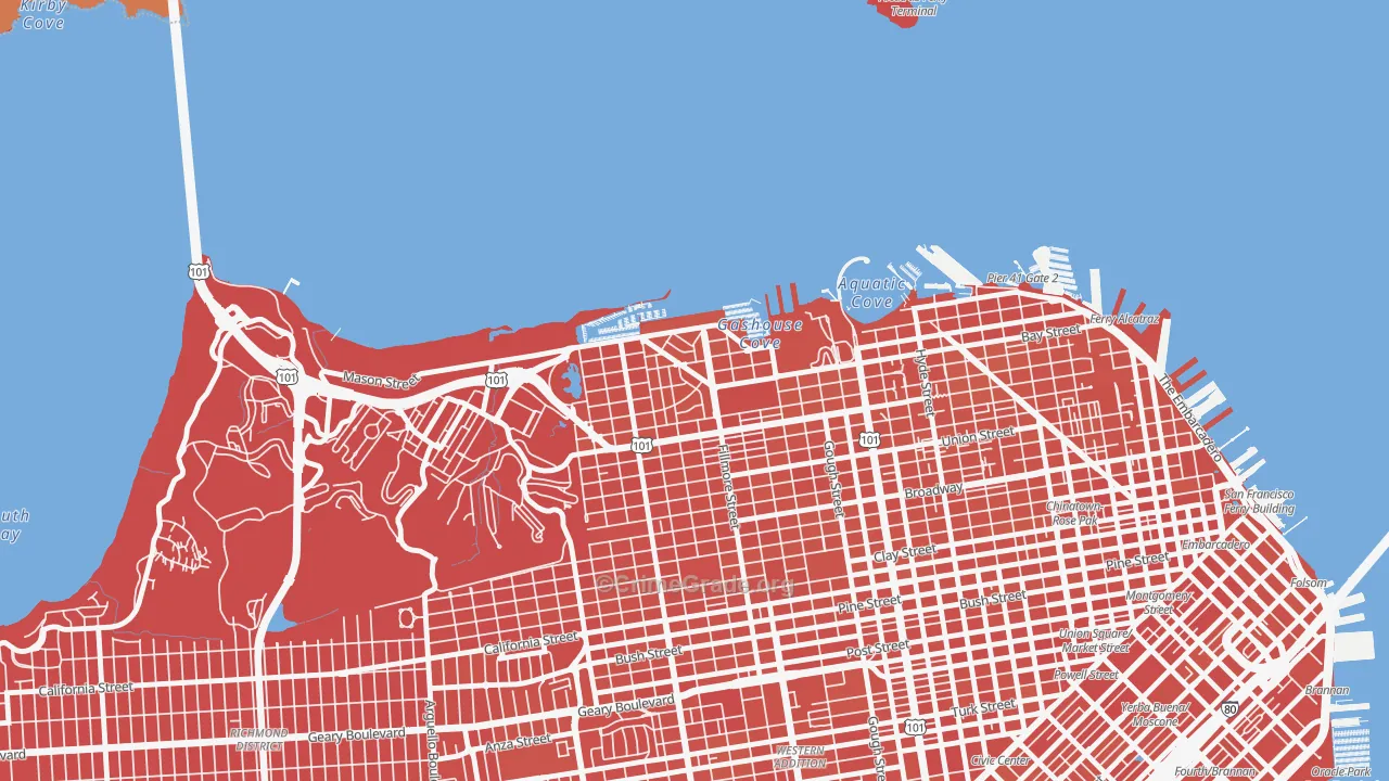 Marina-San Francisco, San Francisco, CA Map of Murder Rates