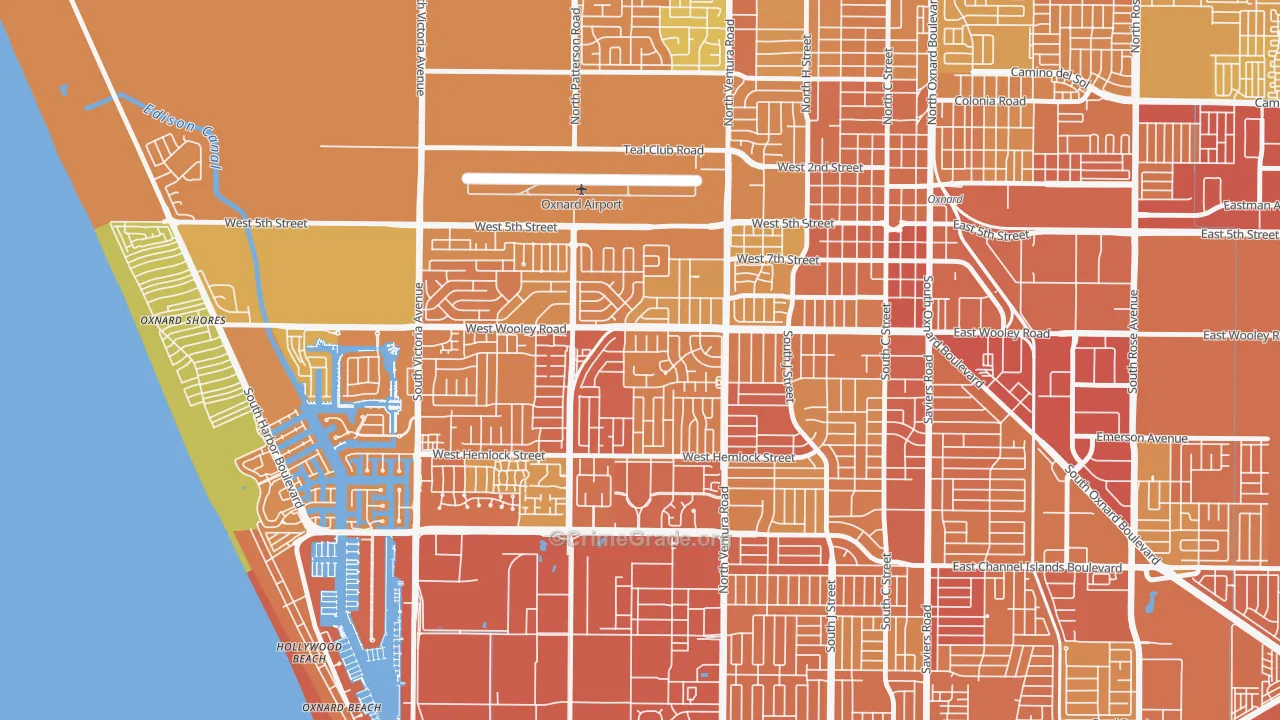 Marina West, Oxnard, CA Map of Murder Rates
