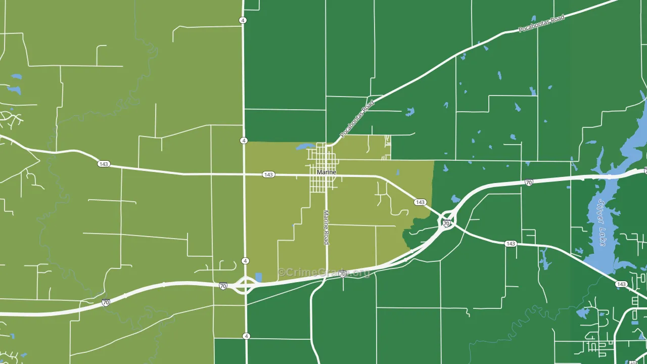 Marine, IL Map of Murder Rates