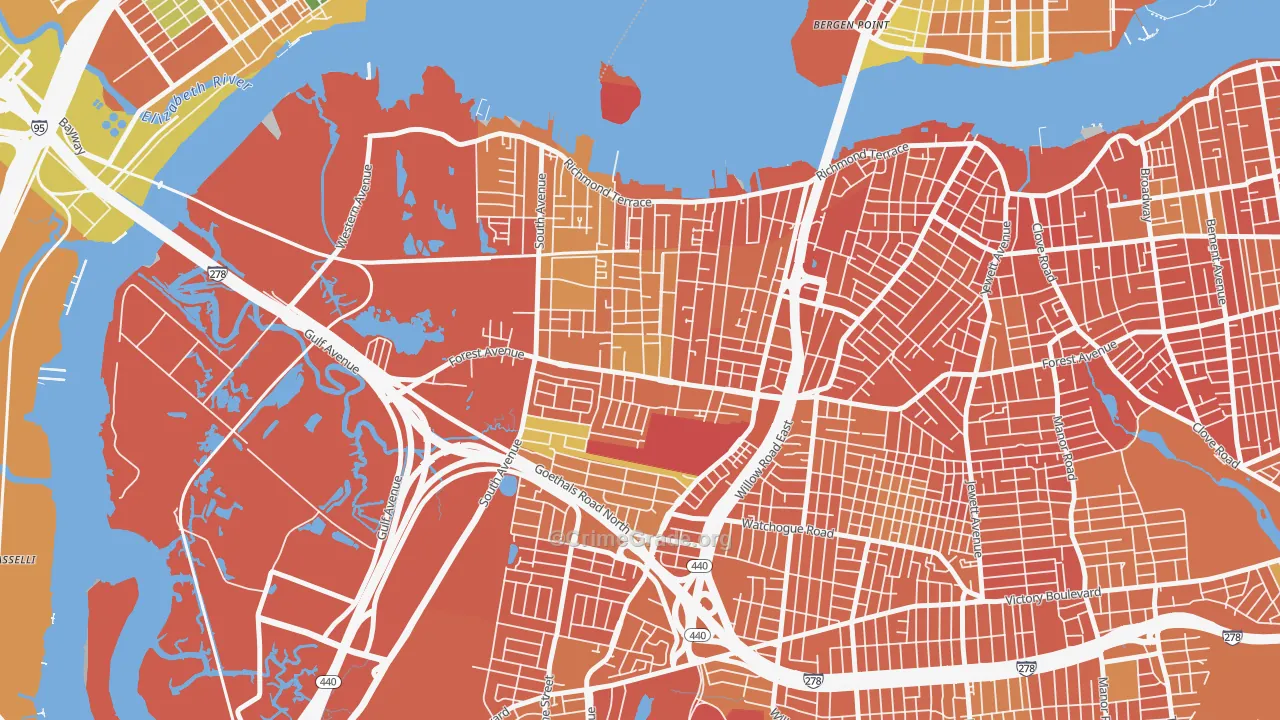 Mariners Harbor, Staten Island, NY Map of Murder Rates