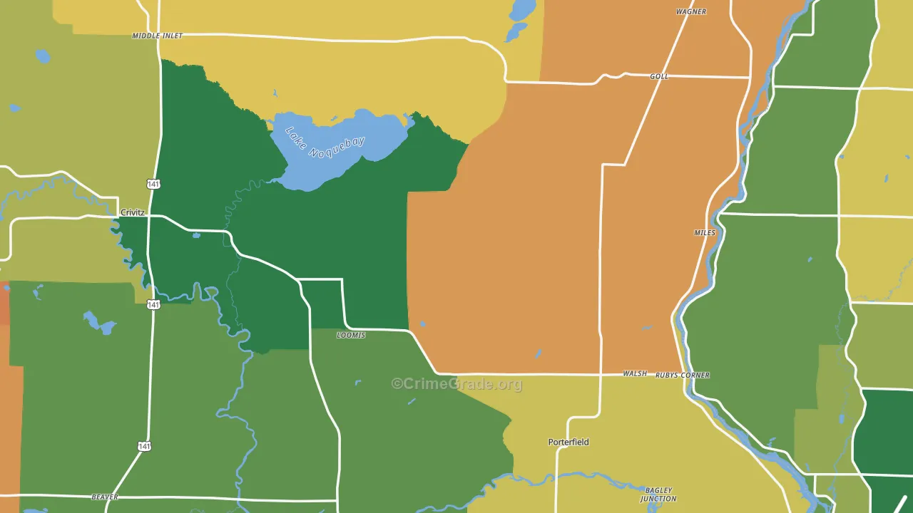 Marinette County, WI Map of Murder Rates