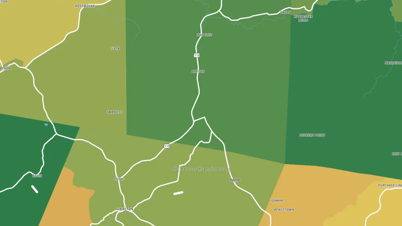 Marion Center, PA Map of Murder Rates