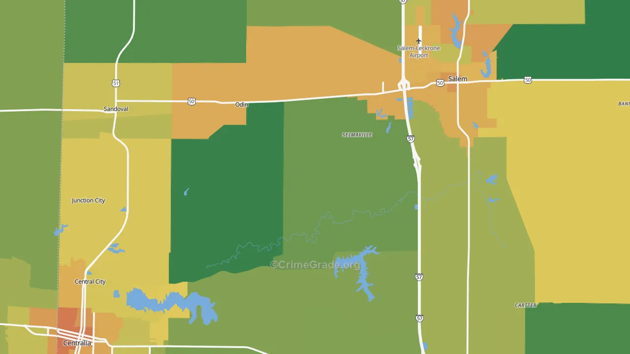 Marion County, IL Map of Murder Rates