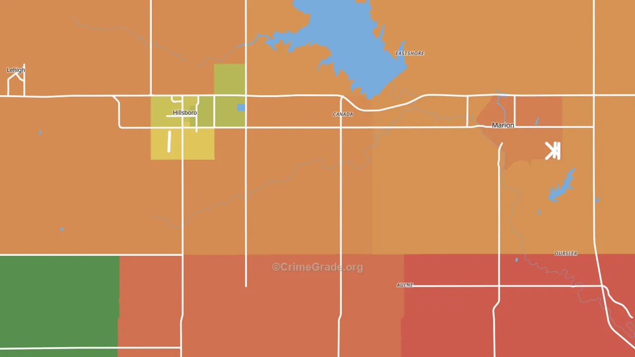 Marion County, KS Map of Murder Rates
