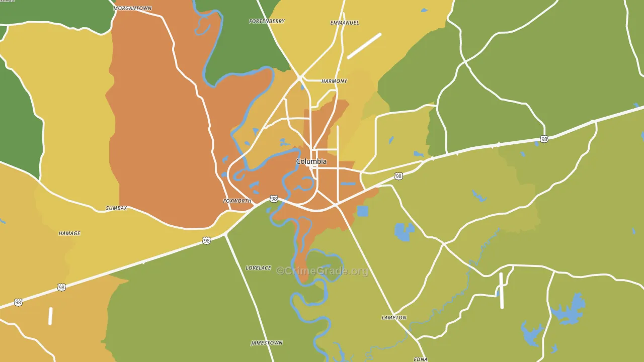 Marion County, MS Map of Murder Rates