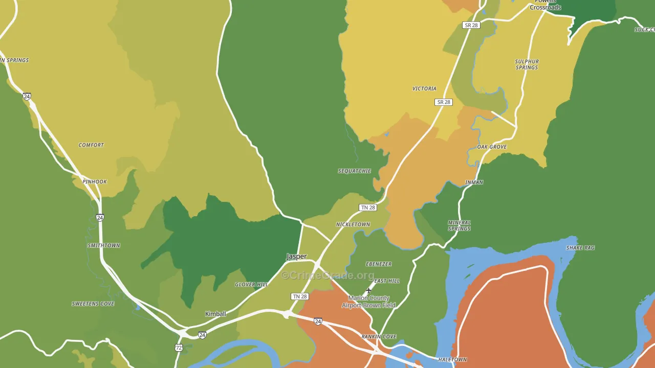 Marion County, TN Map of Murder Rates