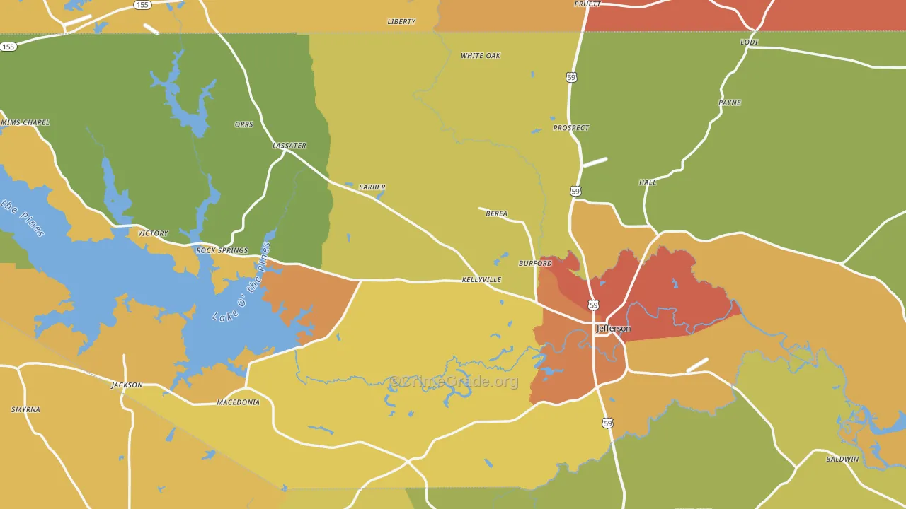 Marion County, TX Map of Murder Rates