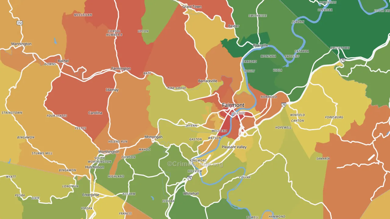 Marion County, WV Map of Murder Rates