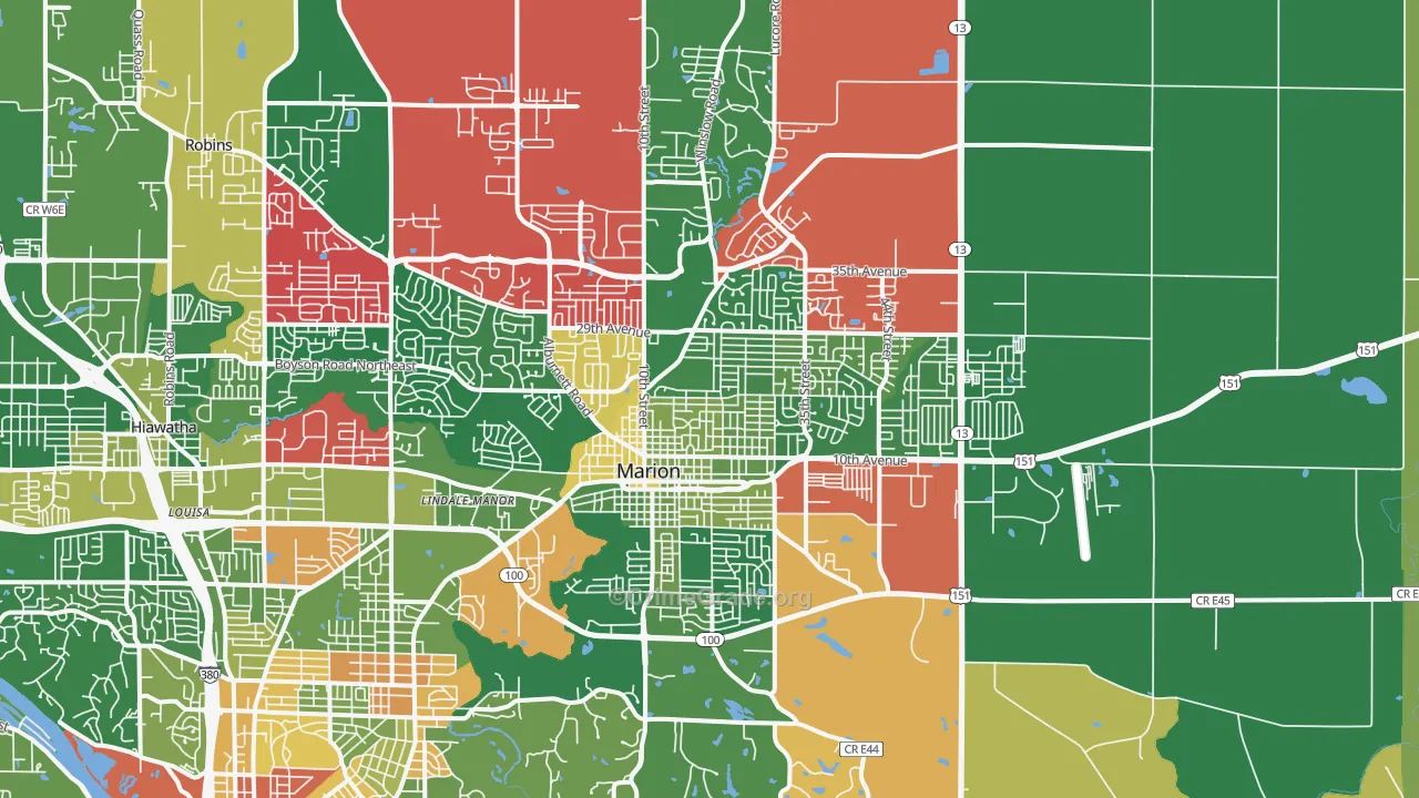 Marion, IA Map of Murder Rates