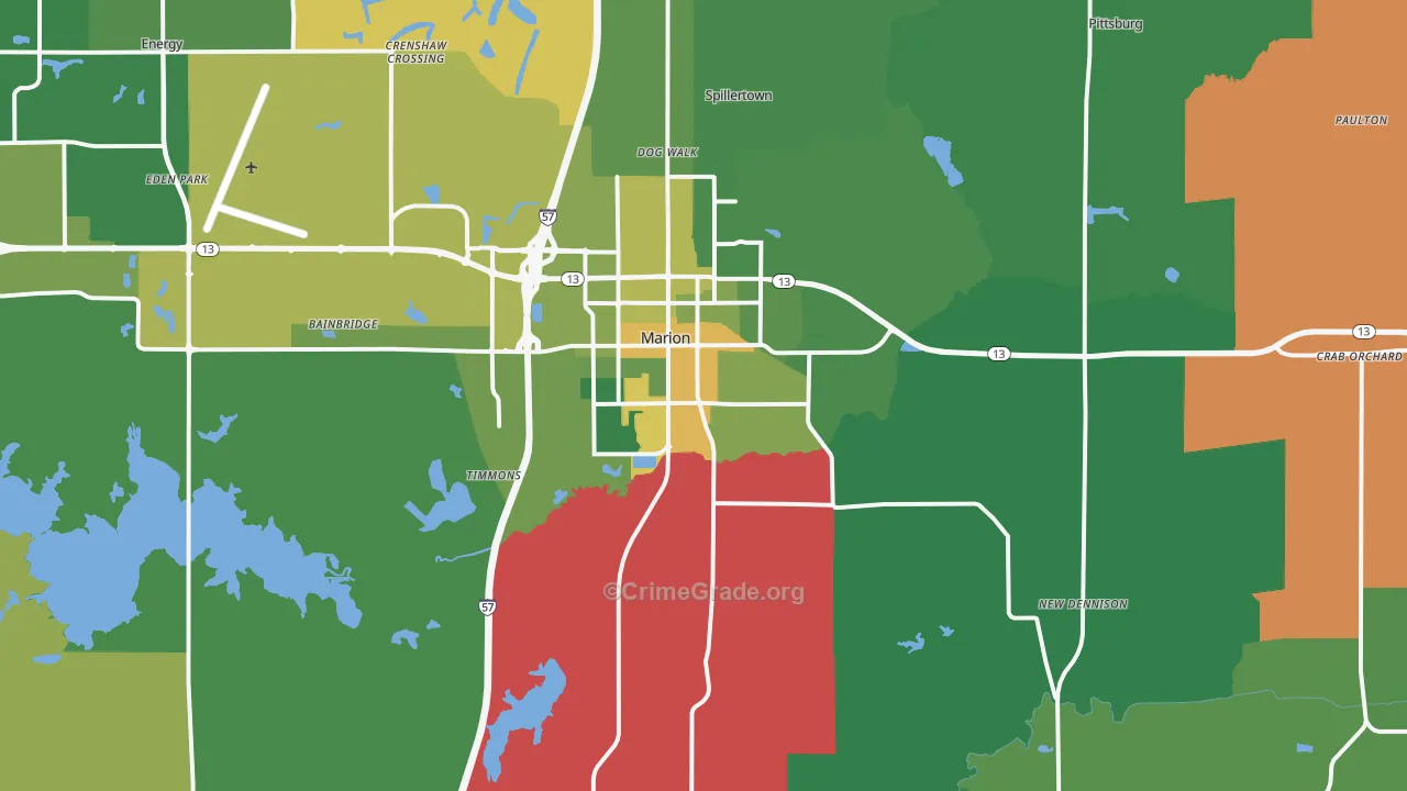 Marion, IL Map of Murder Rates