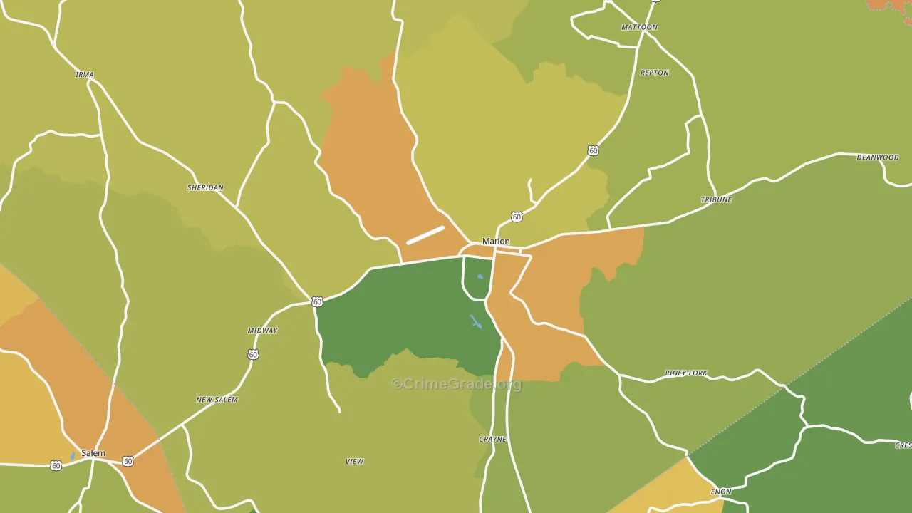 Marion, KY Map of Murder Rates