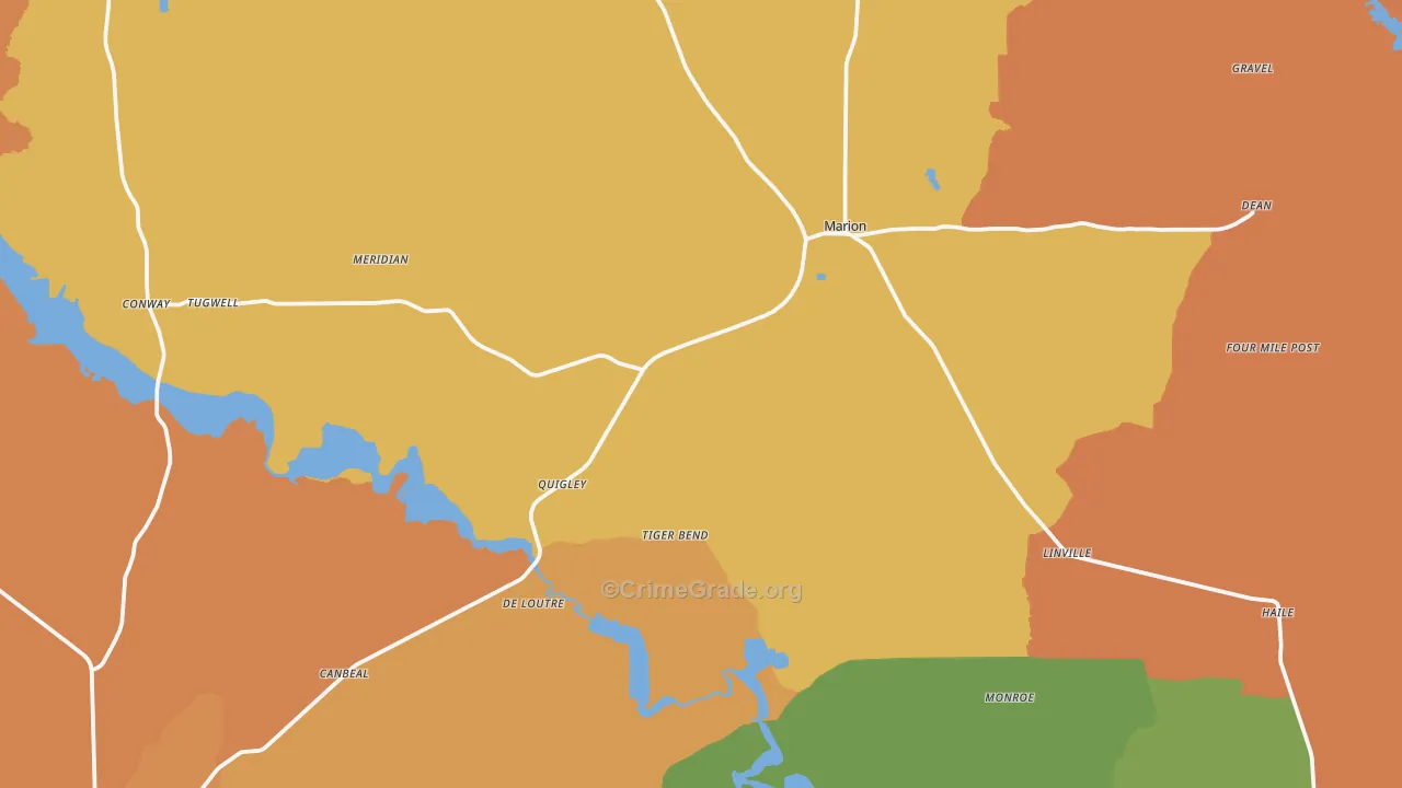 Marion, LA Map of Murder Rates