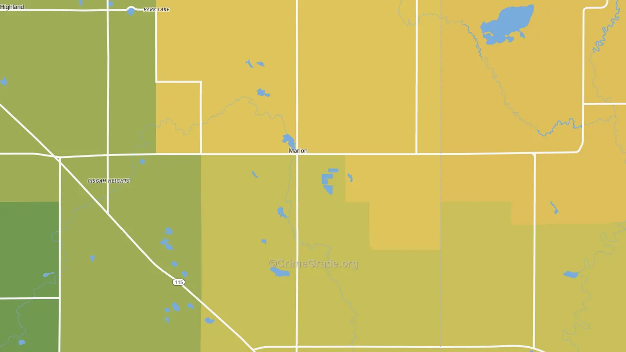 Marion, MI Map of Murder Rates
