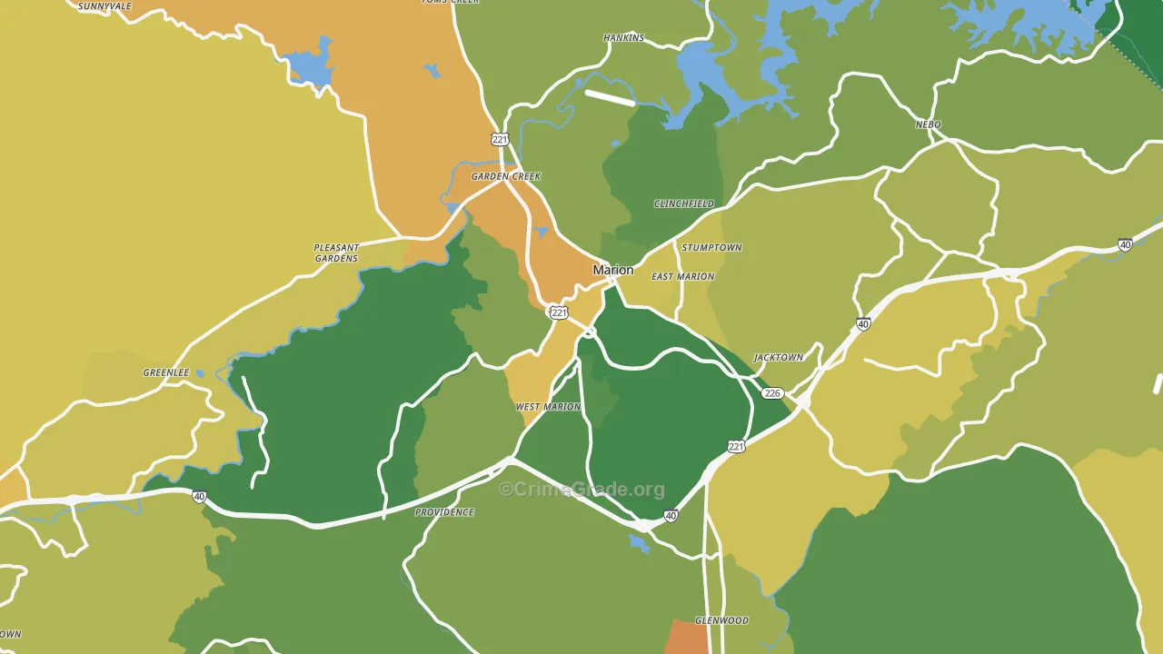 Marion, NC Map of Murder Rates