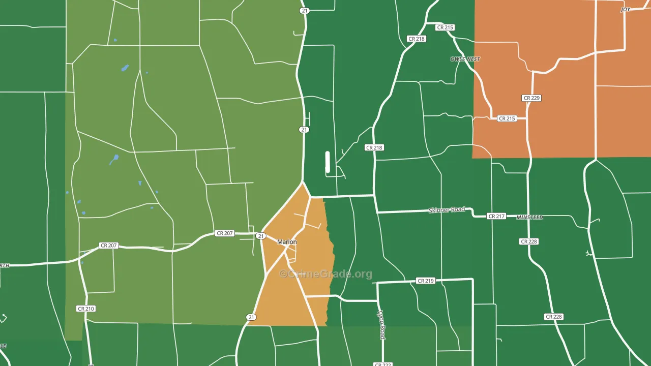 Marion, NY Map of Murder Rates
