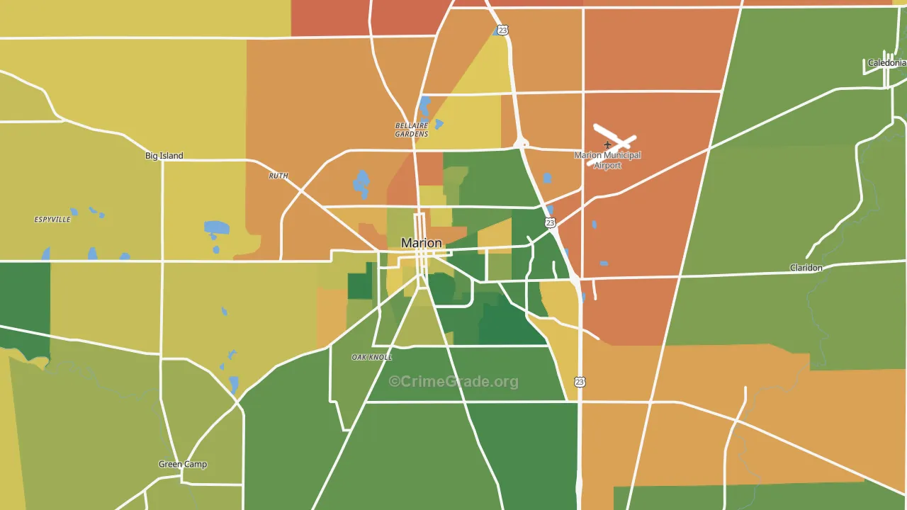 Marion, OH Map of Murder Rates