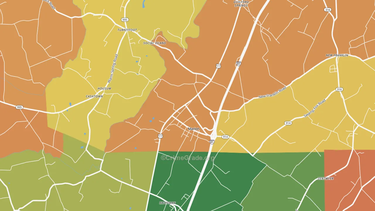 Marion, PA Map of Murder Rates