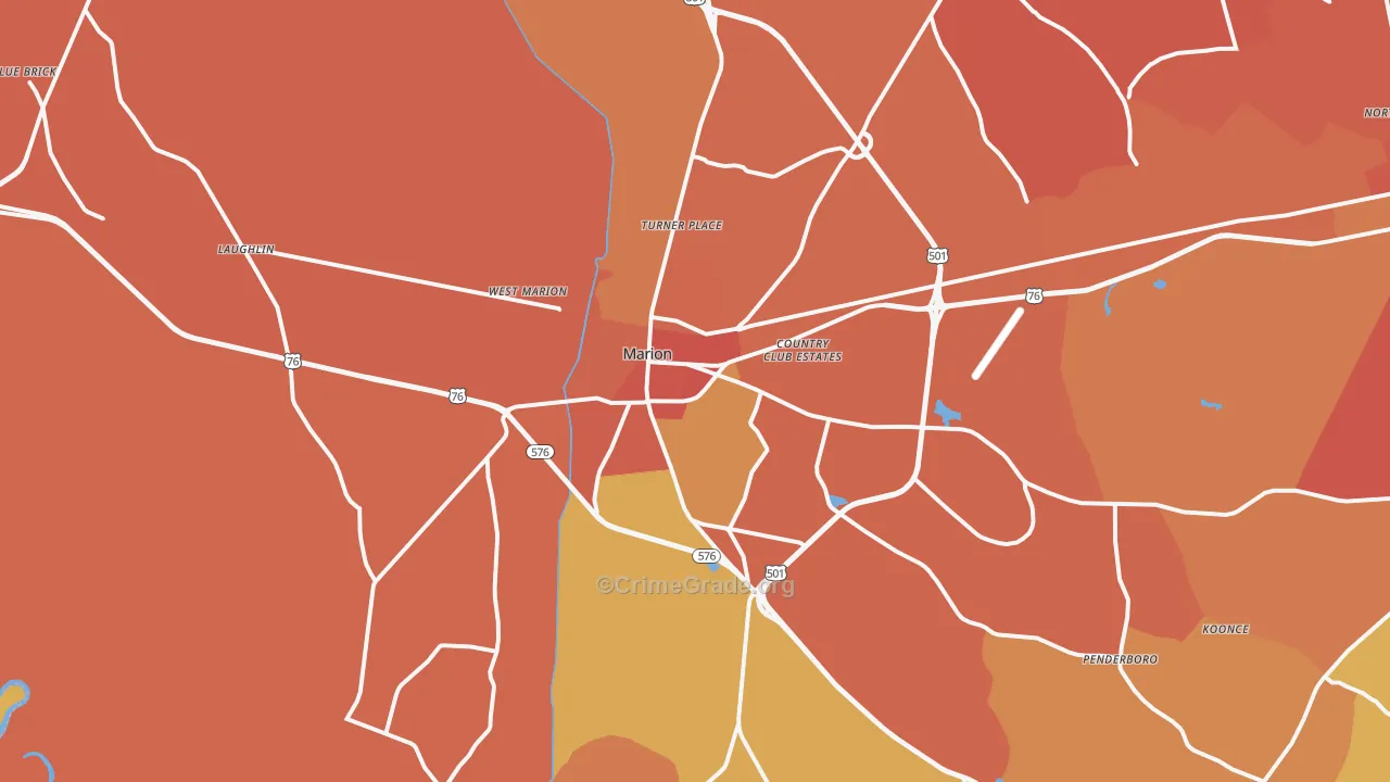 Marion, SC Map of Murder Rates