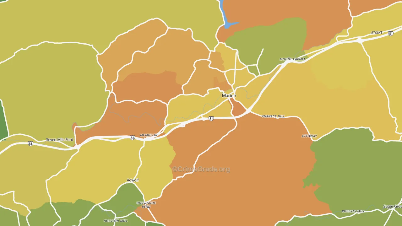 Marion, VA Map of Murder Rates
