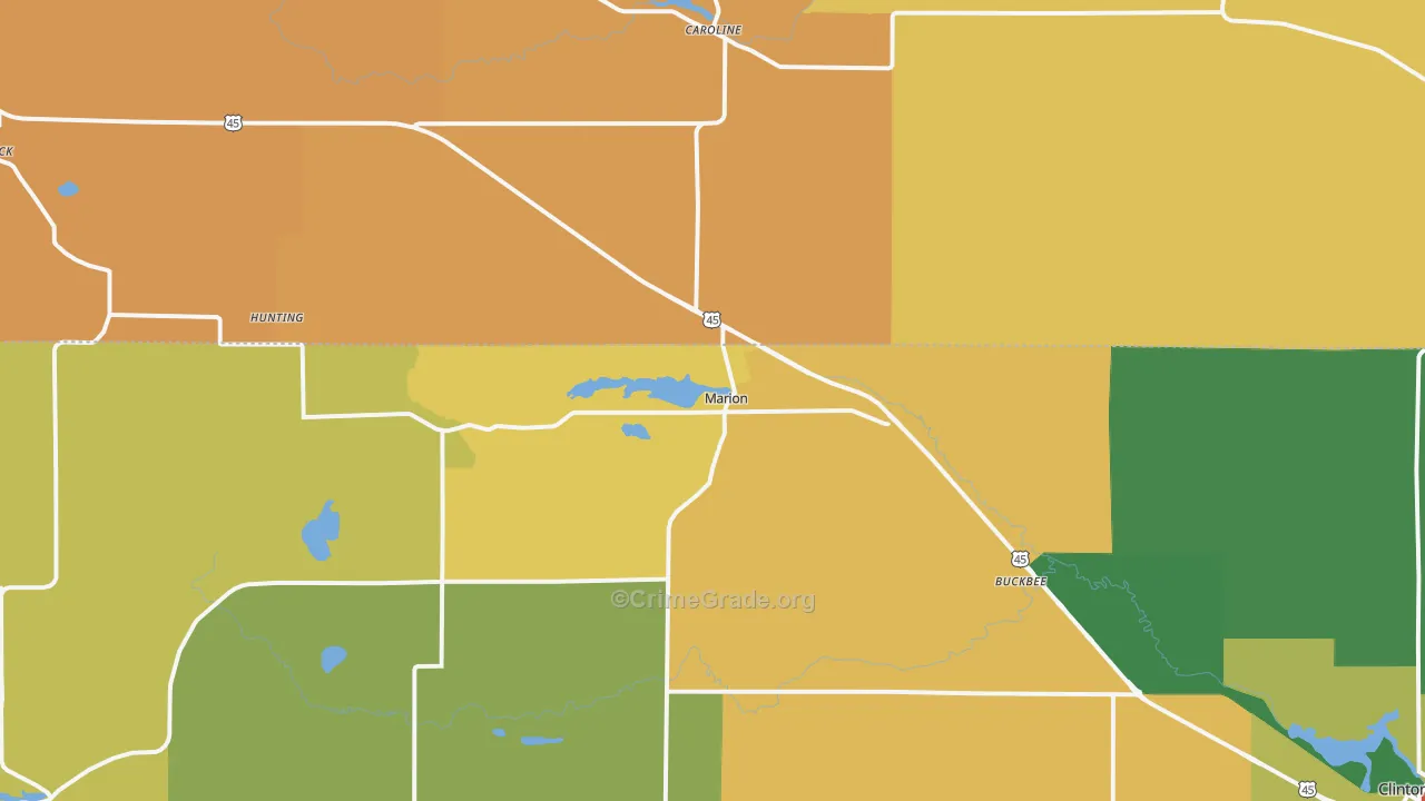Marion, WI Map of Murder Rates