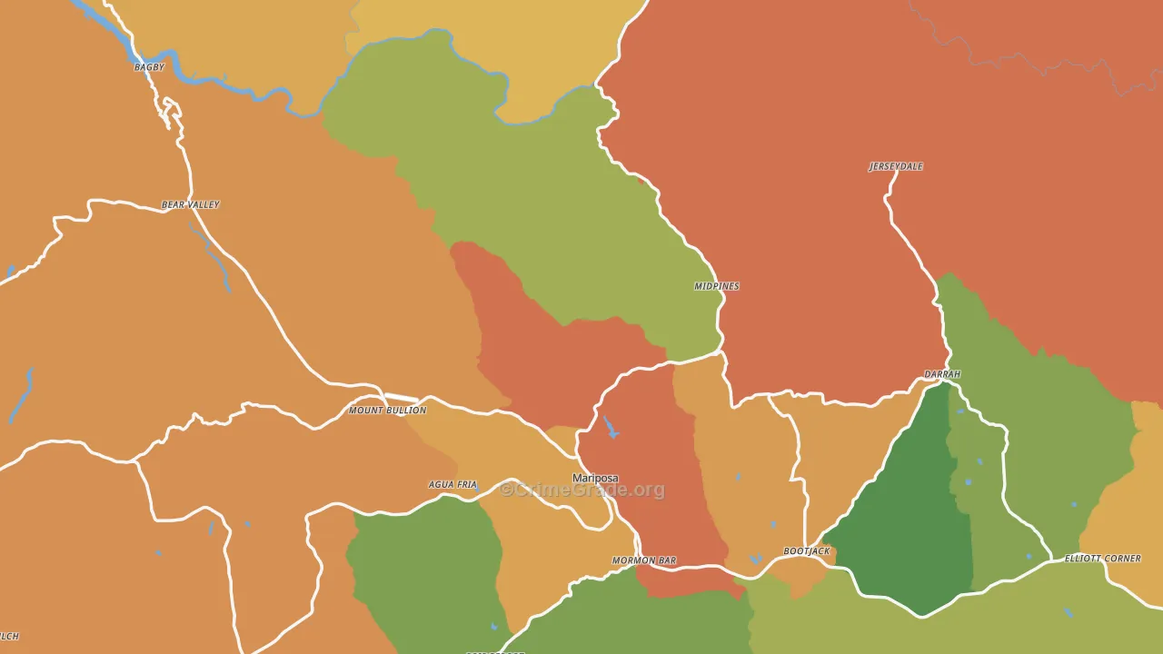 Mariposa County, CA Map of Murder Rates