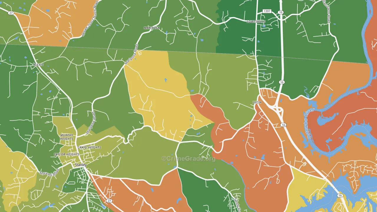 Mariposa, NC Map of Murder Rates