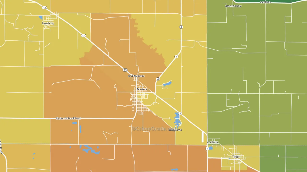 Marissa, IL Map of Murder Rates
