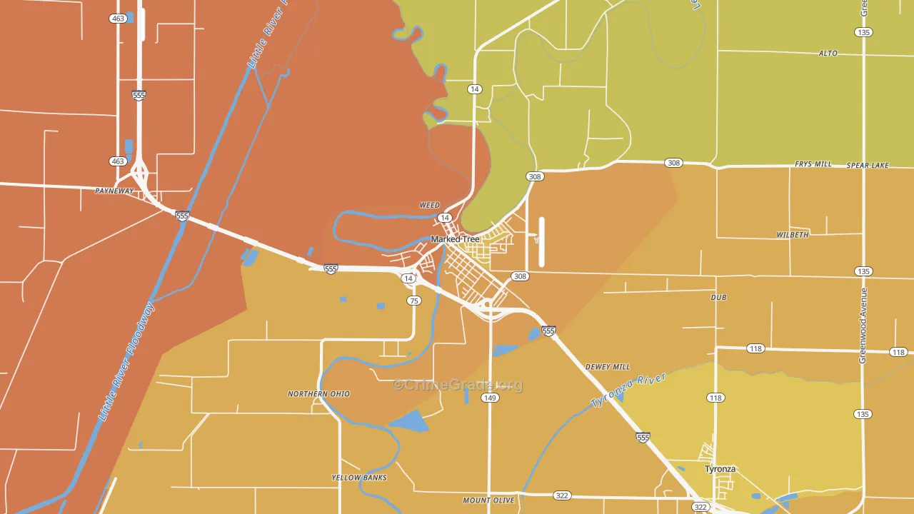 Marked Tree, AR Map of Murder Rates