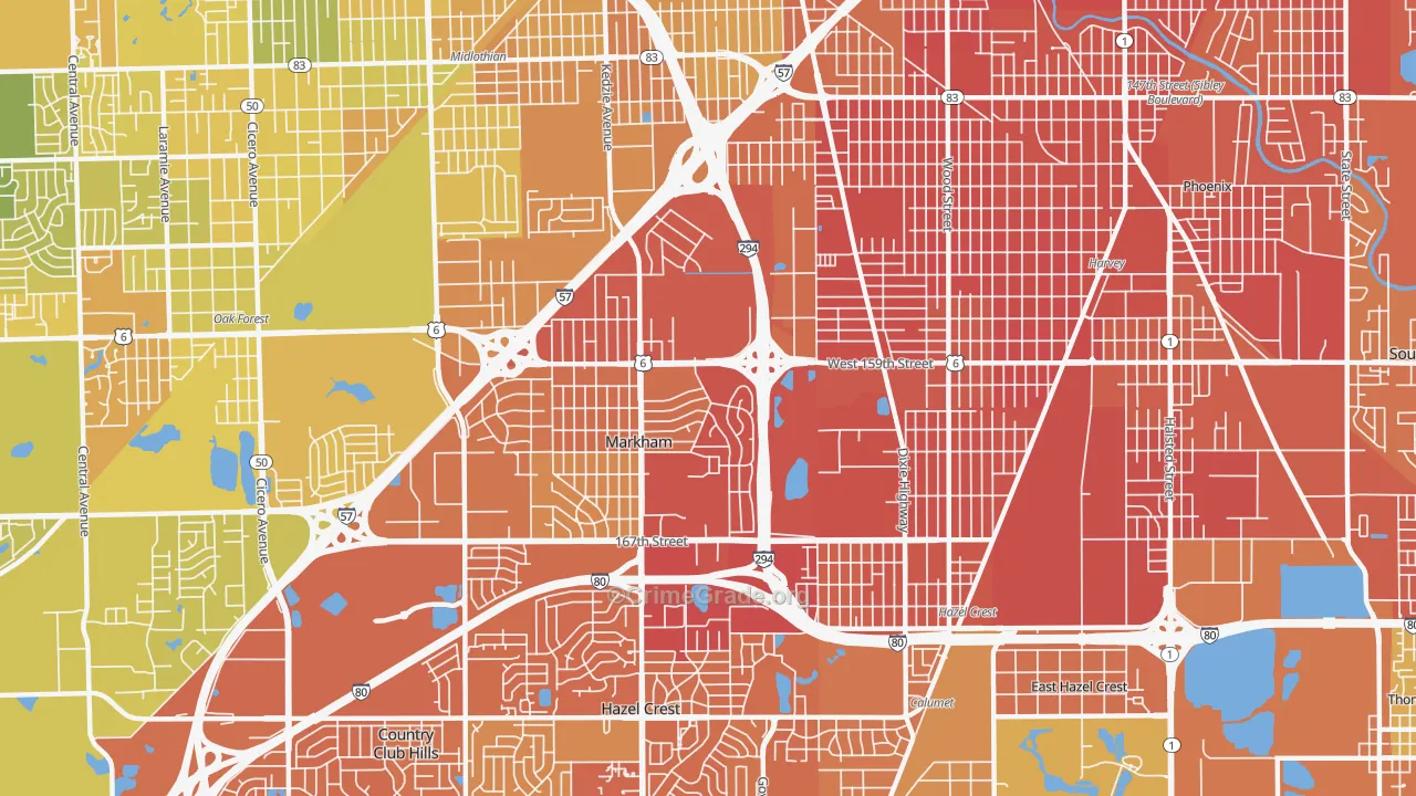 Markham, IL Map of Murder Rates