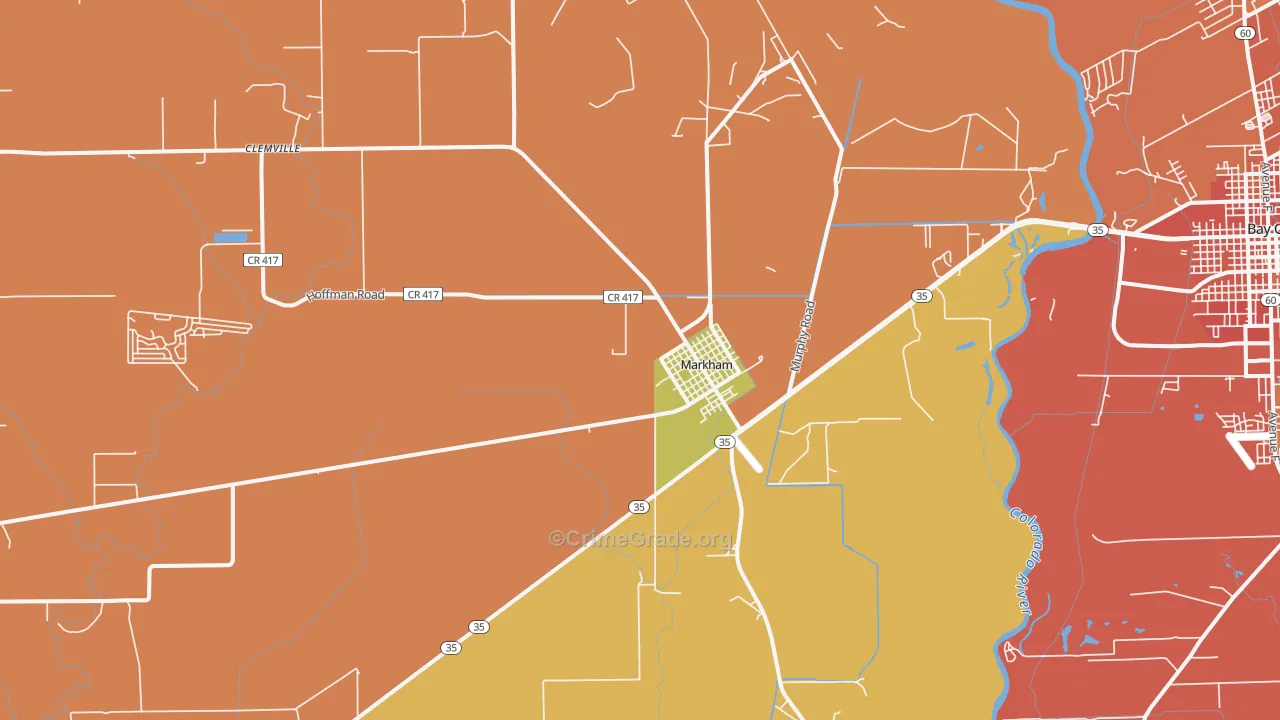 Markham, TX Map of Murder Rates