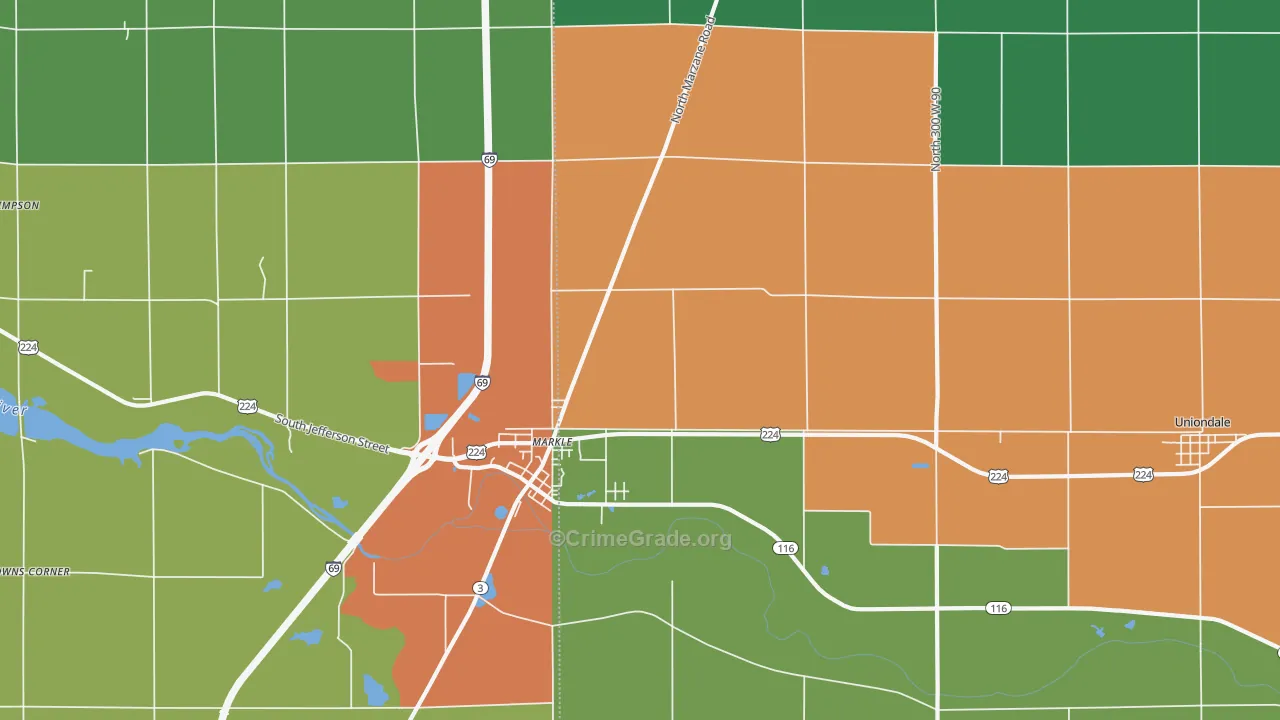 Markle, IN Map of Murder Rates