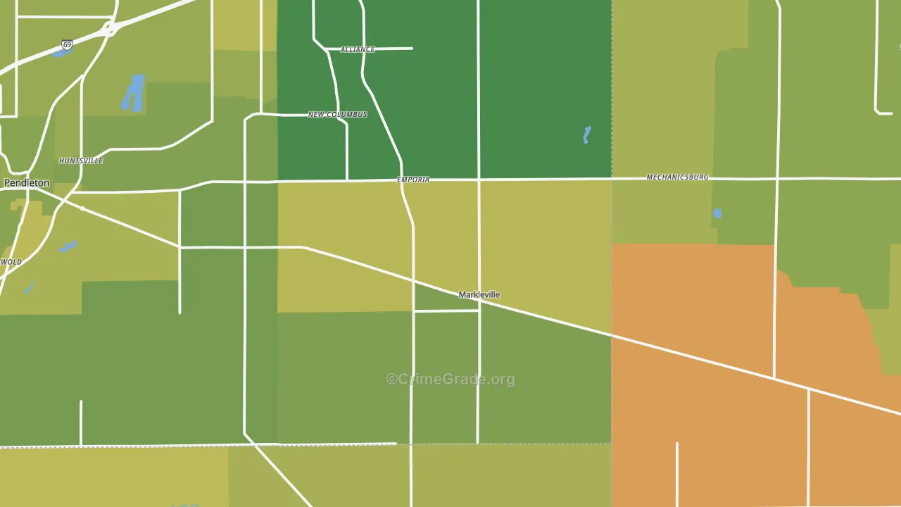 Markleville, IN Map of Murder Rates