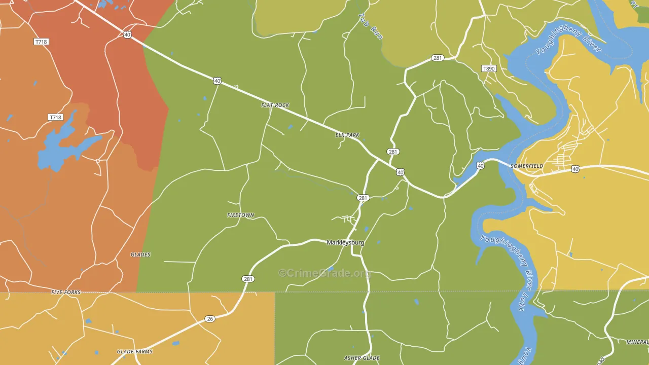 Markleysburg, PA Map of Murder Rates