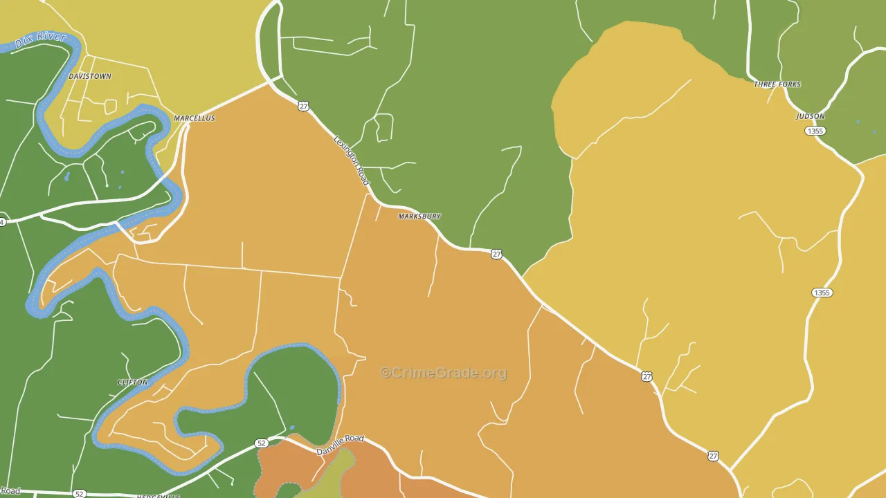Marksbury, KY Map of Murder Rates