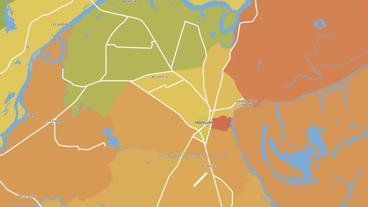 Marksville, LA Map of Murder Rates
