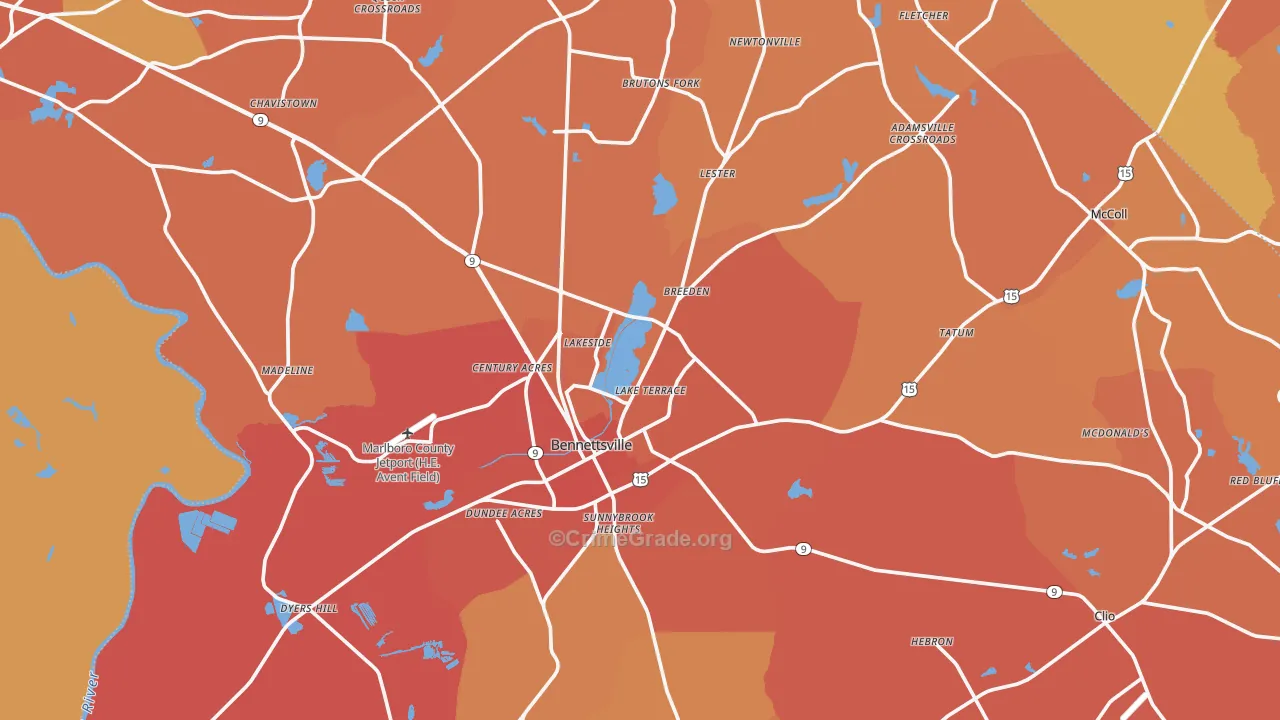 Marlboro County, SC Map of Murder Rates