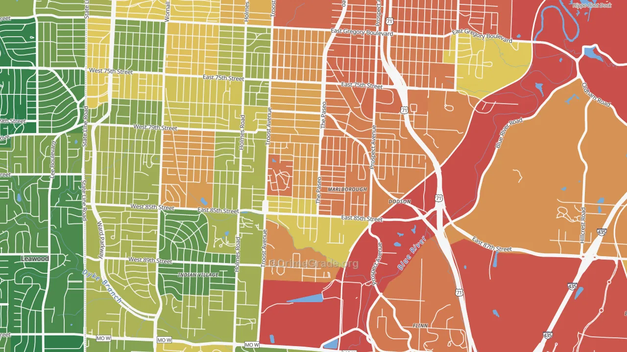 Marlborough Heights-Marlborough Pride, Kansas City, MO Map of Murder Rates