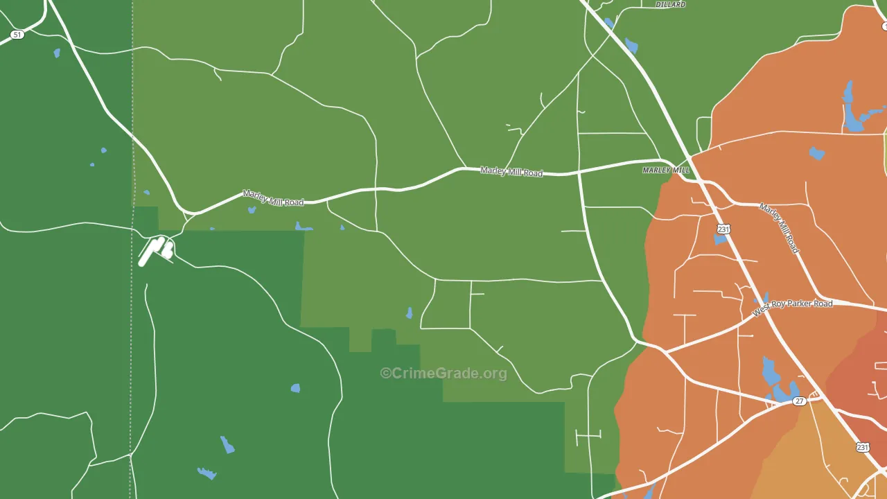 Marley Mill, AL Map of Murder Rates