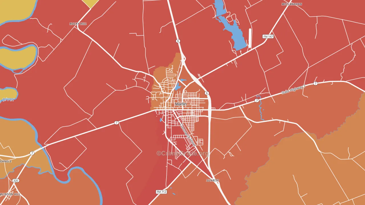 Marlin, TX Map of Murder Rates