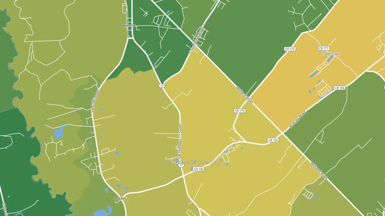 Marlow, GA Map of Murder Rates