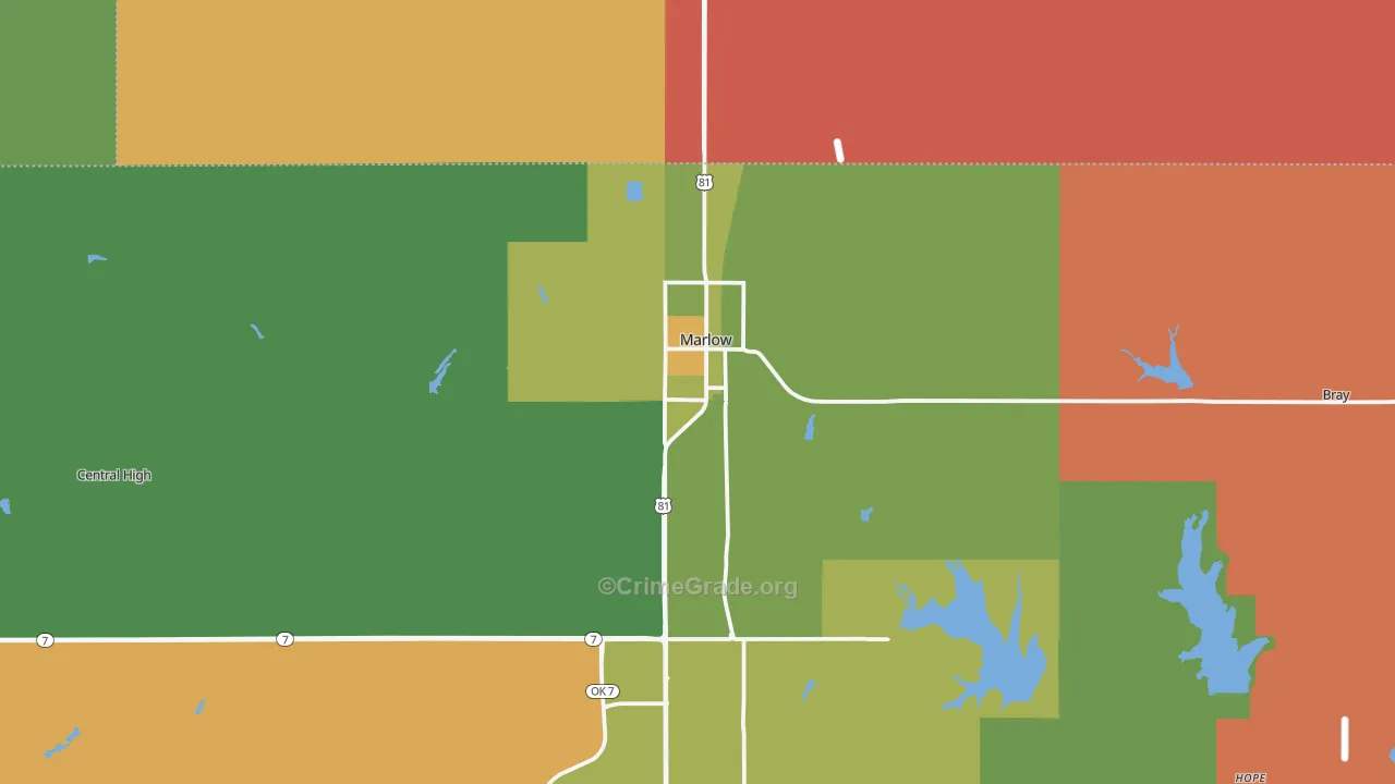 Marlow, OK Map of Murder Rates