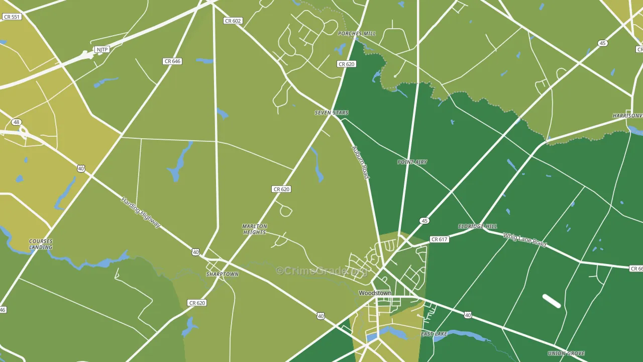 Marlton Heights, NJ Map of Murder Rates