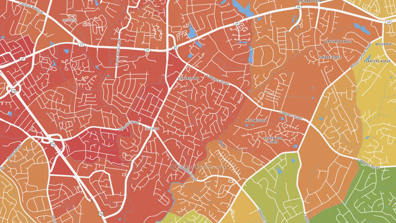 Marlwood, Charlotte, NC Map of Murder Rates
