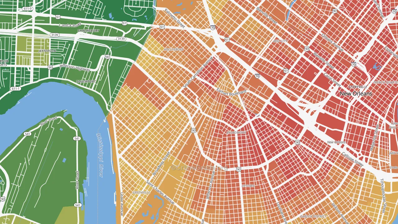 Marlyville, New Orleans, LA Map of Murder Rates
